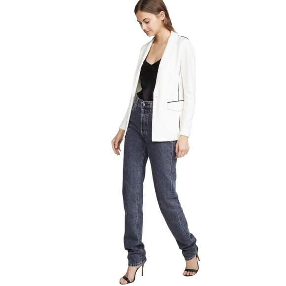 Rag & Bone Sandrine One-Button Blazer W/ Contrast Piping, 4, Ivory, Great Condit - Picture 4 of 12